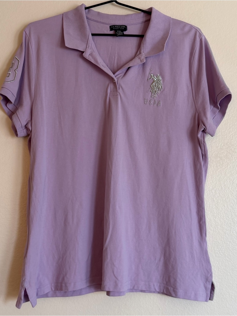 U.S. Polo Assn. Lavender Short Sleeve Polo with Embroidered Logo Large Pony